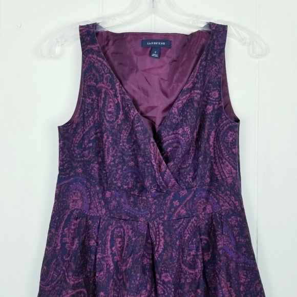 Lands End Silk Blend Paisley Print Dress Size 2 - Picture 6 of 9
